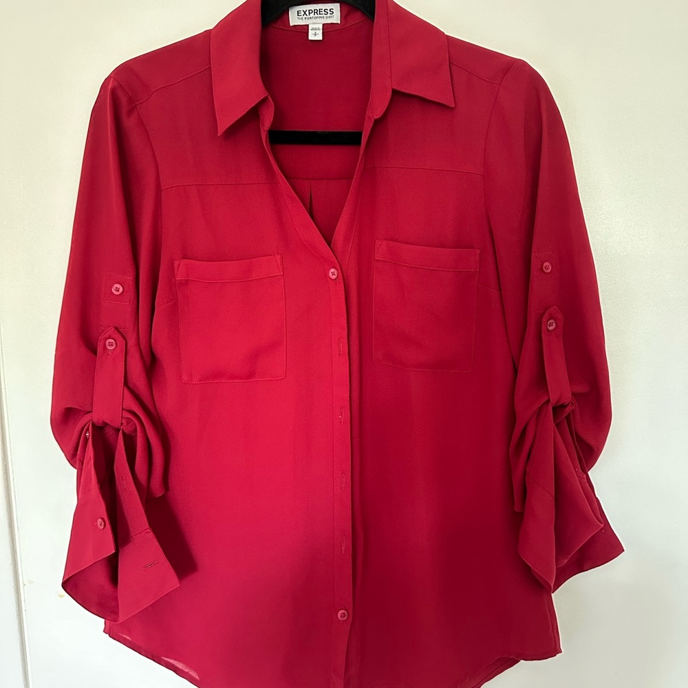Express red portofino shirt size small